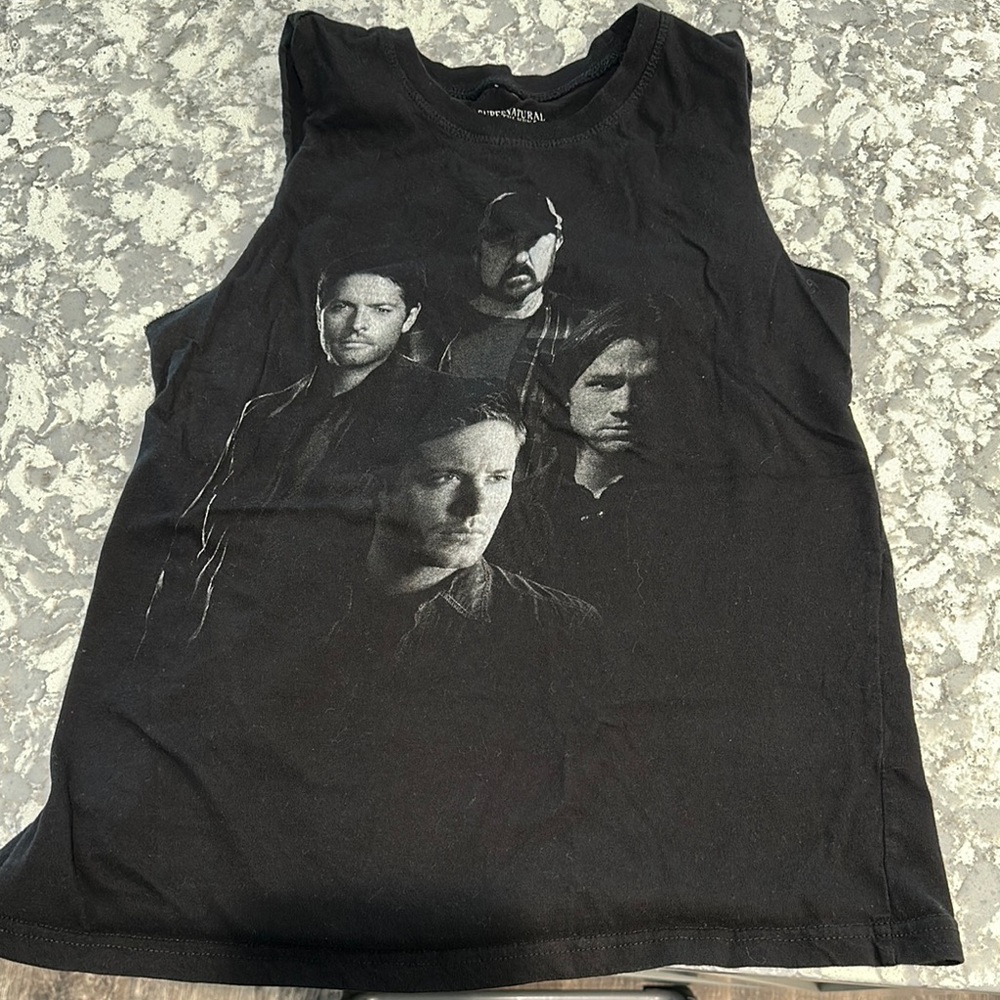 Supernatural show Black Graphic Muscle Tee